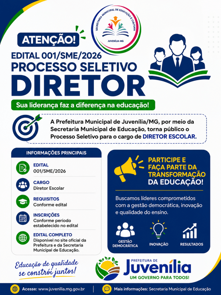 EDITAL Nº 001/SME/2026-PROCESSO SELETIVO DIRETOR ESCOLAR 1 PROCESSO SELETIVO DIRETOR ESCOLAR 1